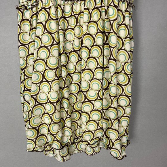 NWT Max Studio Top‎ Size Small Geometric Circle Pattern Shirred Bust Green Brown - Picture 10 of 10